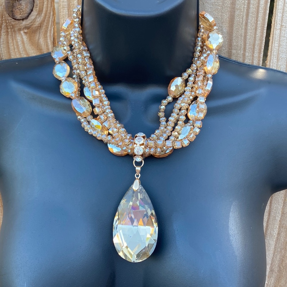 Christian Siriano Topaz Crystal Drop Necklace statement